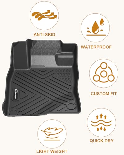 Garvee Floor Mats for 2020 2021 2022 2023 2024 Toyota Corolla (L LE SE XSE XLE Nightshade 4Dr.Sedan), TPE All Weather Custom Fit Front 1st & 2nd Row Floor Liner