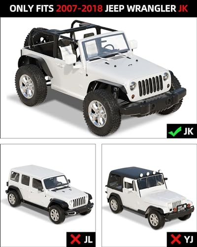 Garvee 4 PCS Fender Flares for 2007-2018 Jeep Wrangler JK/JKU