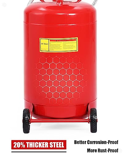 Garvee 25 Gal Air-Operated Oil Drain Tank with Wheel, Red for Cars