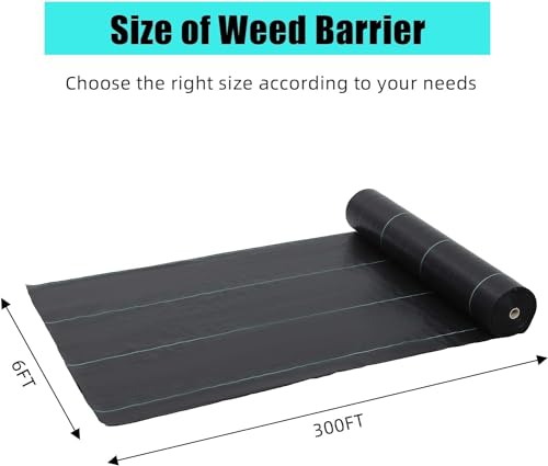 Garvee 3.2oz 6ft x 300ft Heavy Duty Weed Barrier Landscape Fabric – Premium Ground Cover for Superior Weed & Erosion Control