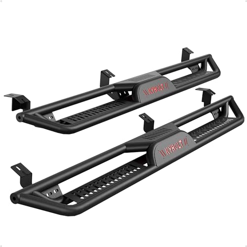 Garvee Running Boards 6.5 Inches with Two Stairs Design Compatible with 2005-2024 Toyota Tacoma Double Cab(2 Full-Size Doors,2 3/4-Size Doors), Steel Build, Bolt-on Side Steps, Powder Coated Nerf Bar