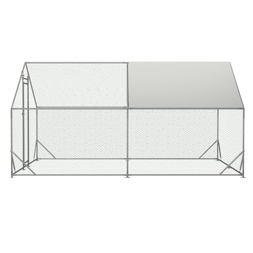 Garvee Chicken Coop Large Metal Chicken House,Walk-in Poultry Cage Chicken Run Pen Dog Kennel Duck House with Waterproof and Anti-Ultraviolet Cover (L(10' L x 13 W x 6.56' H))
