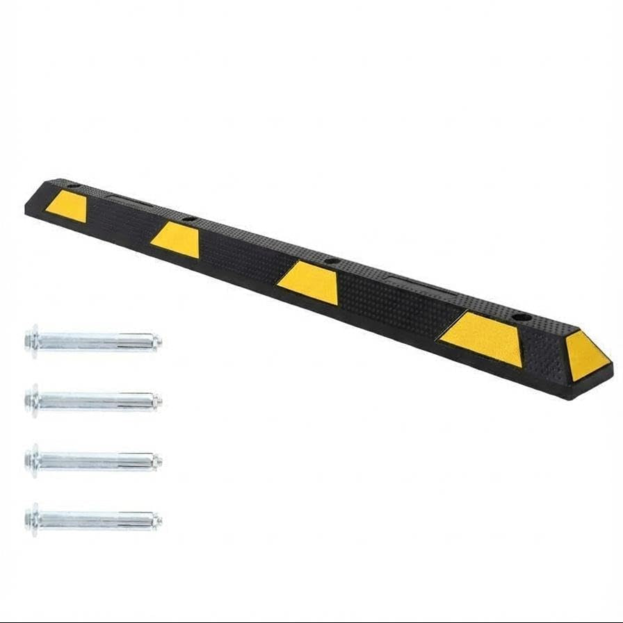 Garvee 72 Inch Heavy Duty Rubber Parking Curb With Reflective Stripes For Garage And Driveway, Yellow Black