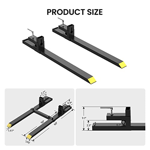 Garvee 1500lbs 43" Clamp-on Pallet Forks for Skidsteer & Tractor