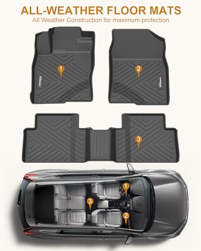 Garvee Floor Mats for 2020 2021 2022 2023 2024 Toyota Corolla (L LE SE XSE XLE Nightshade 4Dr.Sedan), TPE All Weather Custom Fit Front 1st & 2nd Row Floor Liner