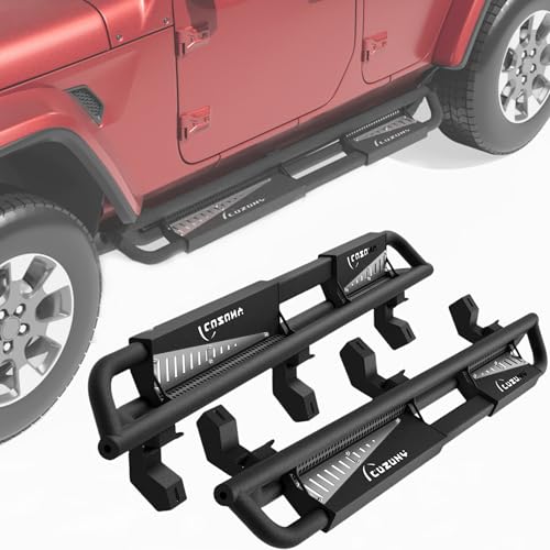 Garvee Running Boards 6 inch, Triple Tube Drop Side Steps Compatible with 2020 2021 2022 2023 2024  2025 Jeep Gladiator JT 4 Doors, Side Steps with Powder Coated Silver Paintable Step Plates