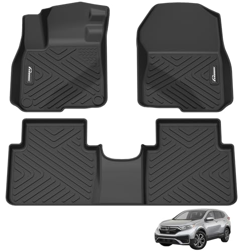 Garvee Custom Fit Floor Mats Compatible with 2017-2022 Honda CR-V, Black TPE All-Weather CRV Car Floor Liners, Front & Rear Row Set