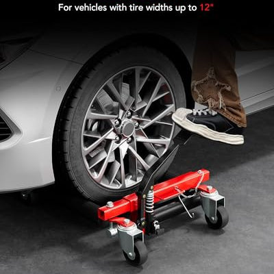 Garvee Car Dolly Set of 2, 3000 LBS Capacity Hydraulic Car Wheel Dolly Jack, Heavy Duty Vehicle Positioning Dolly with Foot Pedal for Tire Auto Repair Moving, Red