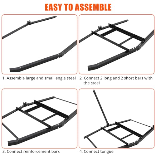 Garvee 74”Wide Drag Harrow, High Efficient Driveway Grader with Pin Hitch, Up to 50lbs, Heavy Duty Lawn Leveling Rake Pull Behind Lawn Tractor Rake for Sand, Soil, Farm, Garden