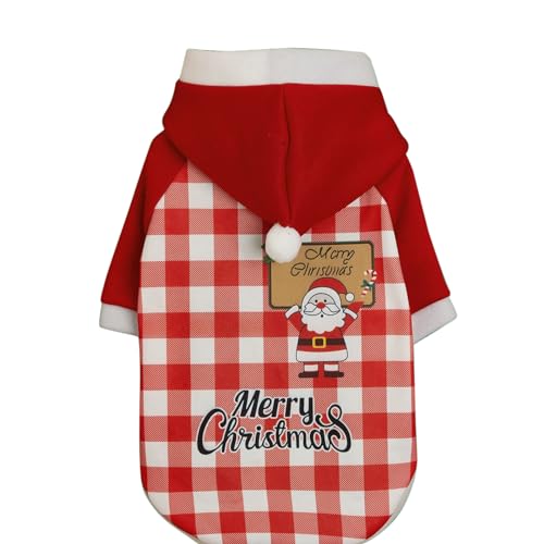 Garvee Dog Christmas Plaid Sweatshirt Hoodie 4 Snowman Pattern Pet Winter Clothes for Small Medium Large Dogs Red Snowman Hooded Sweatshirt S