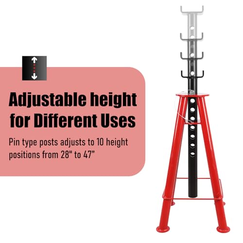Garvee Heavy-Duty Pipe Jack Stand, 28 -46 Inch Adjustable Folding Pipe Stand, Ideal for Welding, Automotive, and Construction Projects - 10T