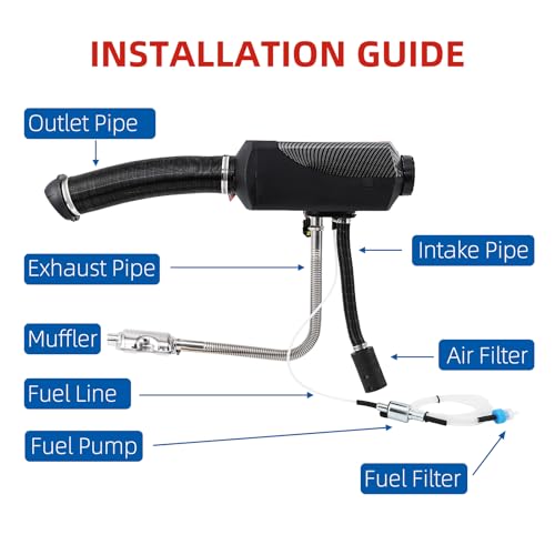 Garvee Diesel Air Heater 12V with 10L Tank & Muffler, Diesel Heater 8KW, Diesel Parking Heater with LCD Thermostat Monitor & Remote Control for Trucks, Trailer, Boat and Motor-Home