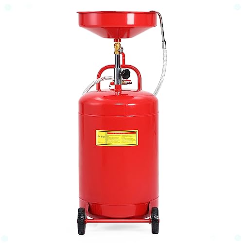 Garvee 25 Gal Air-Operated Oil Drain Tank with Wheel, Red for Cars