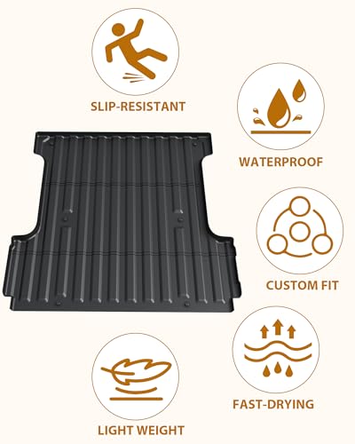 Garvee Truck Bed Mat for 2022 2023 2024 Nissan Frontier Crew Cab Pro-X and SL 5 Feet(58.9 inches) Bed, All Weather TPE Heavy Duty Pickup Bed Liner Cargo Mat