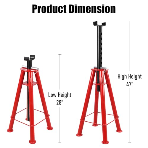 Garvee Heavy-Duty Pipe Jack Stand, 28 -46 Inch Adjustable Folding Pipe Stand, Ideal for Welding, Automotive, and Construction Projects - 10T