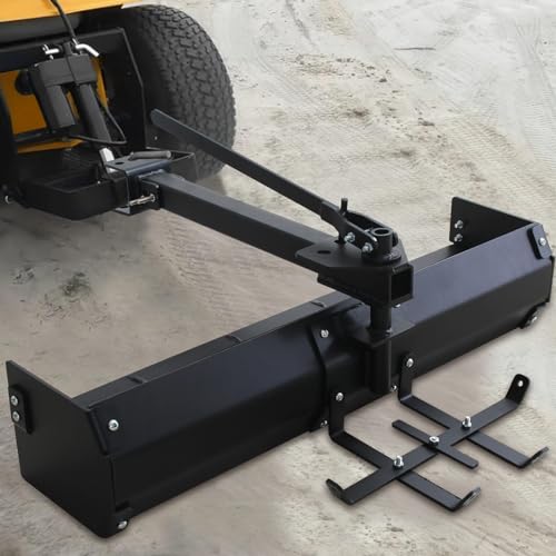 Garvee 42" Tow Behind Box Scraper Lawn Tractor Attachments with Tractor Box Blade Hitch Tow Fit for ATV UTV, Black