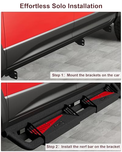 Garvee Running Boards Compatible with Dodge Ram 1500 2009-2018 Crew Cab,2019-2023 Ram 1500 Classic, 2010-2024 Ram 2500/3500,Powder Coated Bolt-on Side Steps Nerf Bar