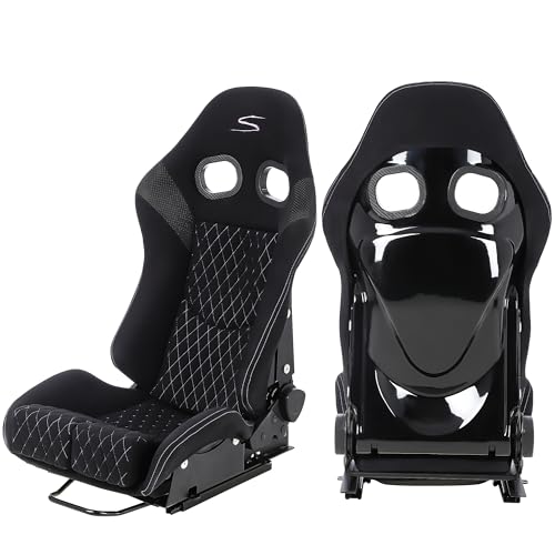 Garvee Racing Seats PU & Carbon Leather, Adjustable Angle, Dual Sliders, Purple, 1 Pair