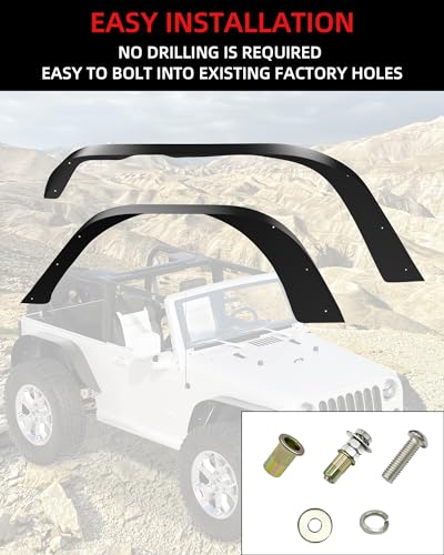 Garvee 4 PCS Fender Flares for 2007-2018 Jeep Wrangler JK/JKU
