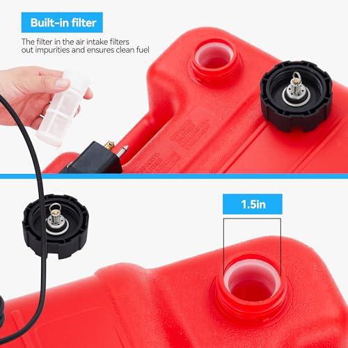 Garvee Marine Fuel Tank, 6.3 Gallon Outboard Marine Portable Fuel Tank with Fuel Line, I-Shaped Handle, Easy to Carry