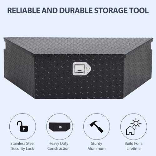 Garvee 39 Inch Black Diamond Plate Trailer Tongue Box, Waterproof