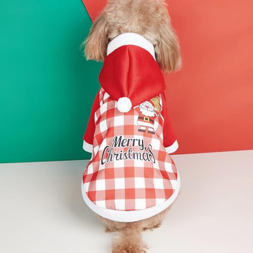 Garvee Dog Christmas Plaid Sweatshirt Hoodie 4 Snowman Pattern Pet Winter Clothes for Small Medium Large Dogs Red Snowman Hooded Sweatshirt M