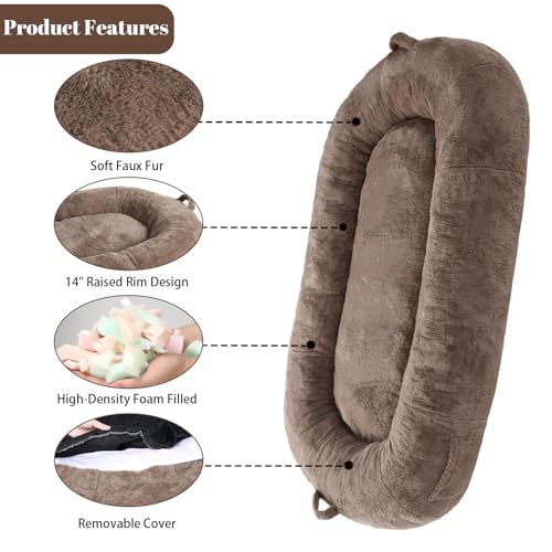 Garvee Giant Dog Bed for People, Washable & Plush Human Sized Dog Bed for Men and Women, Large Dog Bed Suitable for Adults, Anti-Slip Bean Bag for Large Dogs, Human-Sized Bed, 71"x43.3"x10"