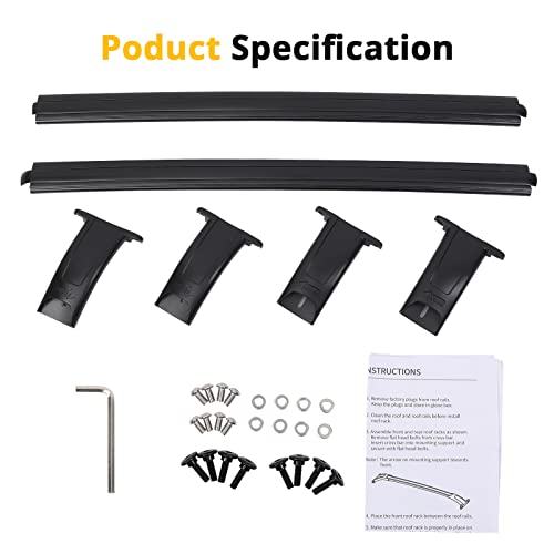 Garvee Car Roof Rack Cross Bars for 2015-2020 Chevrolet Suburban & Tahoe – Aluminum Replacement with Grooved Side Rails for Cargo, Kayak, Bike & Snowboard