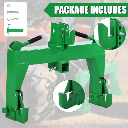 Garvee 3-Point Quick Attach Hitch, 2 Inch Receiver & 5 Bolts Adjust - Green