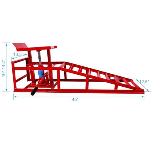 Garvee 2PCS Auto Car Truck Service Ramps Lifts,12000lbs(5T) Garage Car Lift Hydraulic Ramps,Portable Car Ramps for Oil Changes High Lift,Lift Repair Frame Lift Height Adjust 9.8"-15" (Red)
