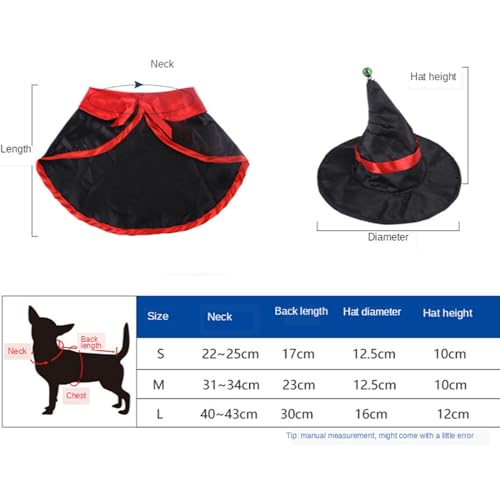 Garvee Halloween Costume Cat Cloak with Devil Horn Hat Funny Witch Cape Cute Cat Dog Clothes for Halloween Cosplay Party Suit L