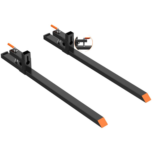Garvee 60" Pallet Forks 4000lbs, Double Nuts Tractor Forks, Clamp on Pallet Forks for Tractor Bucket Loader Skid Steer