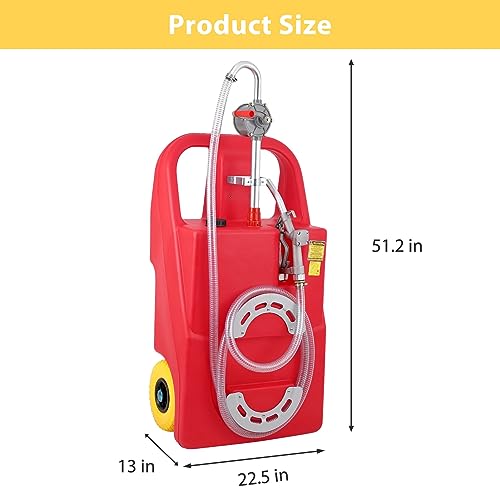Garvee Fuel Caddy, 26 Gallon Portable Fuel Tank On-Wheels with Manual Fueling Nozzle & 360° Swivel Connector,for Cars, Trucks, Boats