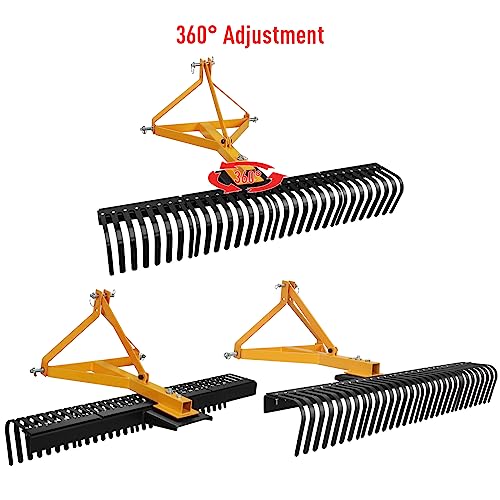 Garvee 5 FT Heavy Duty Landscape Rake, 3 Point, Tow-Behind
