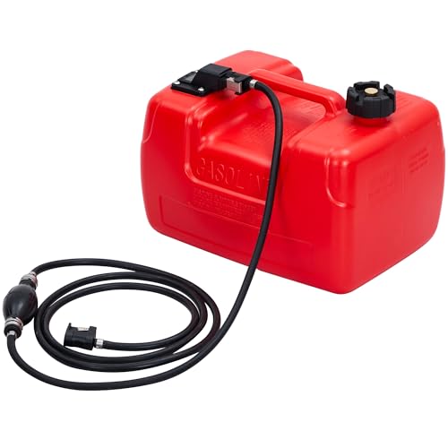 Garvee Marine Fuel Tank, 3 Gallon Outboard Marine Portable Fuel Tank with Fuel Line, I-Shaped Handle, Easy to Carry