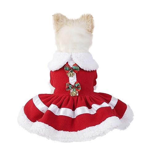 Garvee Pet Christmas Dress 3 Pet Clothes Cosplay Outfit Party Supplies for Small Medium Large Dogs Christmas Red Bell Bow Skirt XL
