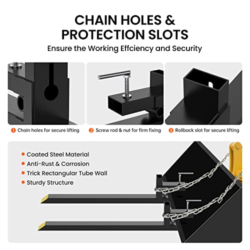 Garvee 1500lbs 43" Clamp-on Pallet Forks for Skidsteer & Tractor