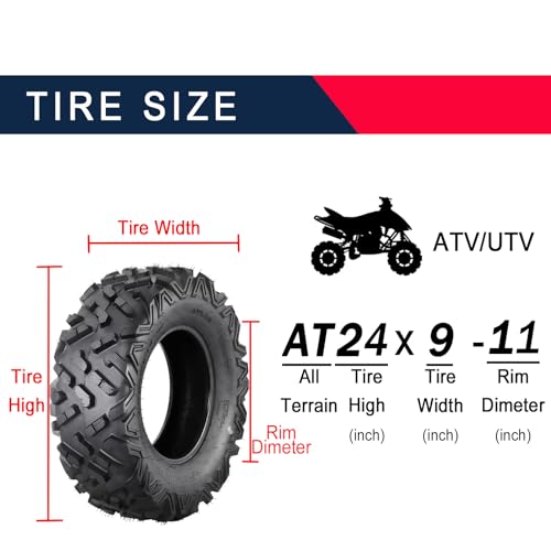 Garvee 19x7-8 ATV Tires Set of 2, All Terrain 4PR Quad UTV Go Kart Golf Cart Off-Road Mud Trail Tire, Durable 4-Ply, Enhanced Shoulder Traction, Black