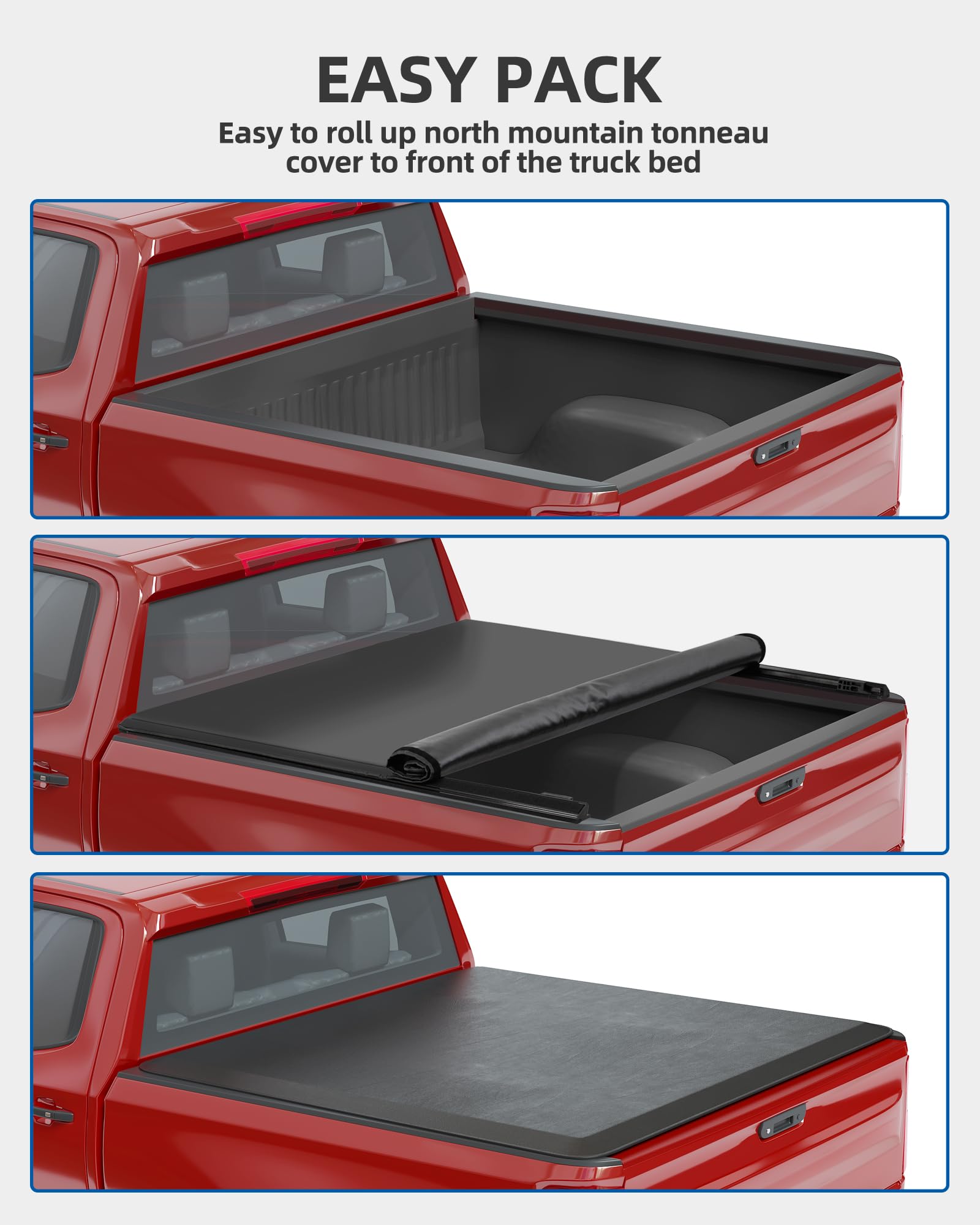 Garvee 5.7ft Soft Vinyl Roll-Up Tonneau for 2009-2023 Dodge Ram 1500