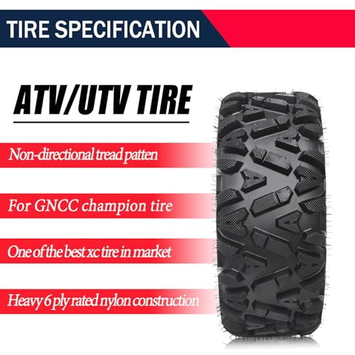 Garvee 19x7-8 ATV Tires Set of 2, All Terrain 4PR Quad UTV Go Kart Golf Cart Off-Road Mud Trail Tire, Durable 4-Ply, Enhanced Shoulder Traction, Black