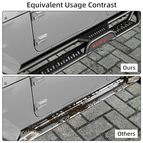 Garvee Running Boards 6.5 Inches with Two Stairs Design Compatible with 2005-2024 Toyota Tacoma Double Cab(2 Full-Size Doors,2 3/4-Size Doors), Steel Build, Bolt-on Side Steps, Powder Coated Nerf Bar