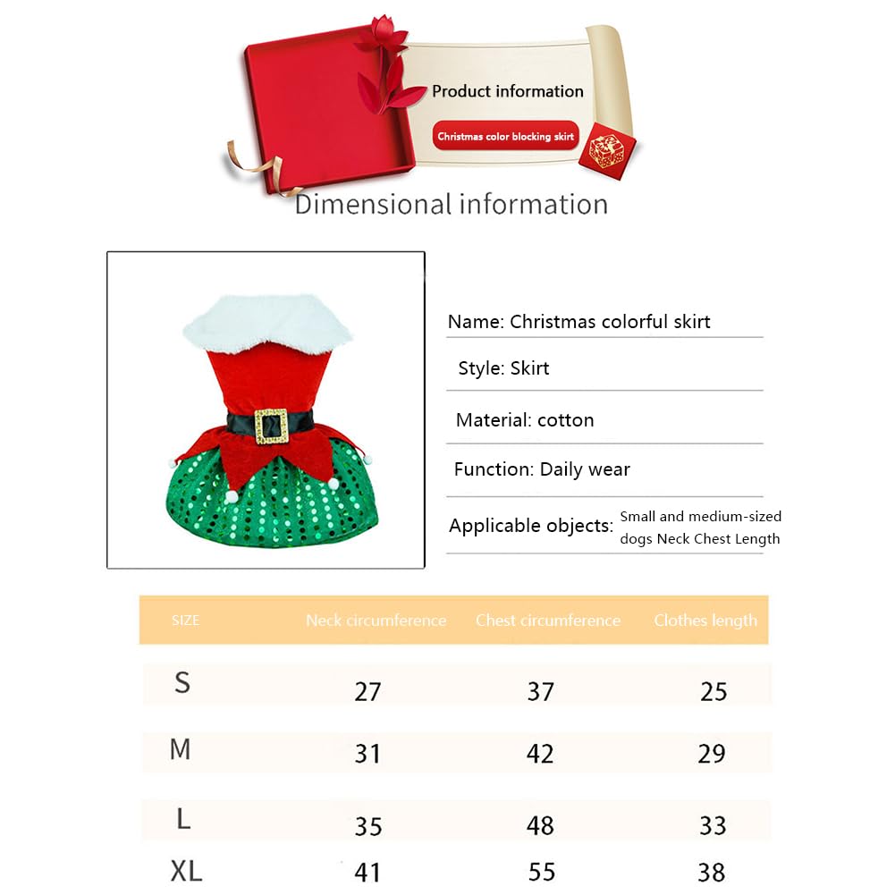 Garvee Dog Christmas Dress 3 Decorative Buckle Design Soft Comfortable Fleece Pet Clothes for Small Medium Large Dogs M Christmas red
