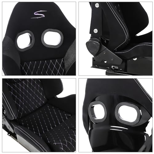 Garvee Racing Seats PU & Carbon Leather, Adjustable Angle, Dual Sliders, Purple, 1 Pair