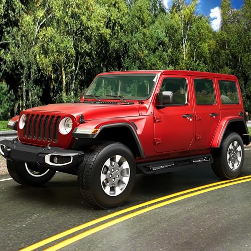 Garvee Running Boards 6 inch, Triple Tube Drop Side Steps Compatible with 2020 2021 2022 2023 2024  2025 Jeep Gladiator JT 4 Doors, Side Steps with Powder Coated Silver Paintable Step Plates