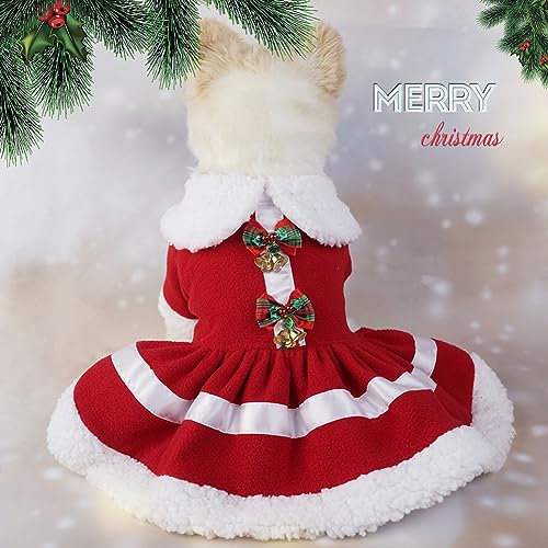 Garvee Pet Christmas Dress 3 Pet Clothes Cosplay Outfit Party Supplies for Small Medium Large Dogs Christmas Red Bell Bow Skirt XL