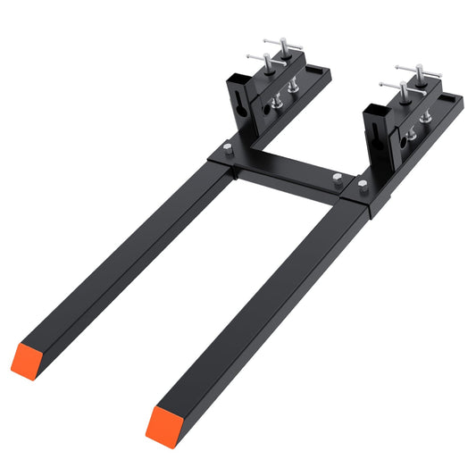 Garvee 77” 6000lbs Clamp on Pallet Forks, Heavy Duty Clamp on Pallet Forks with Adjustable Stabilizer Bar, Quick Attach Tractor Forks for Tractor Bucket, Skid steer, Loader Bucket