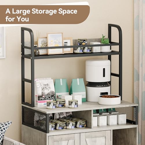 Garvee Cat Litter Box Enclosure with Shelf Storage, Hidden Litter Box Furniture, Large Hidden Cat Litter Box Enclosure Furniture, Wood Cat Washroom Storage, Indoor Cat House Furniture, Brown