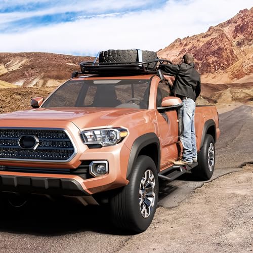 Garvee Running Boards 6.5 Inches with Two Stairs Design Compatible with 2005-2024 Toyota Tacoma Double Cab(2 Full-Size Doors,2 3/4-Size Doors), Steel Build, Bolt-on Side Steps, Powder Coated Nerf Bar
