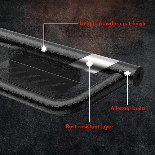 Garvee 2020-2024 Gladiator JT 4D Black Steel Running Boards, Bolt-On