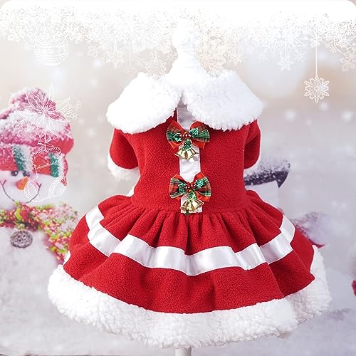 Garvee Pet Christmas Dress 3 Pet Clothes Cosplay Outfit Party Supplies for Small Medium Large Dogs Christmas Red Bell Bow Skirt XL